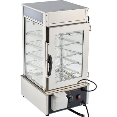 5-laags Commerciële Voedselwarmer Display, 1200W Voedsel Display Warmer met LED-verlichting, Verstelbare Planken & Roestvrijstalen Frame, 30~110 Stoomverwarming, 120L