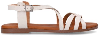 Manfield - Dames - Witte leren sandalen - Maat 39