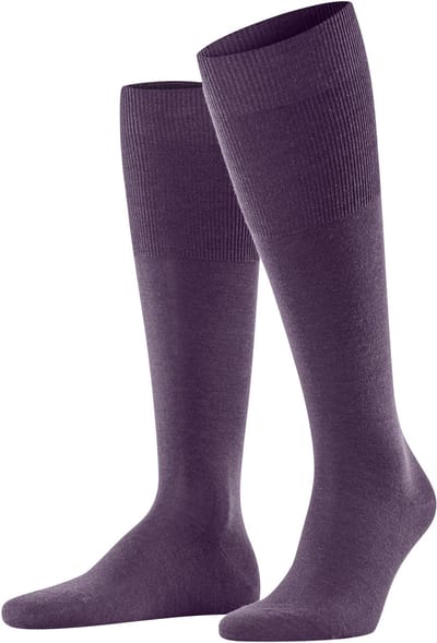 FALKE Airport lang eenkleurig wol katoen kniekousen heren blauw - maat 39-40