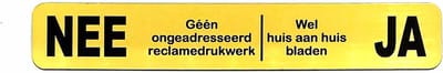 NEE JA Sticker Brievenbus - Brievenbus Sticker - Geen Reclame Sticker - Goud - Zelfklevend - 150 mm x 25 mm x 1,6 mm - YFE-Design