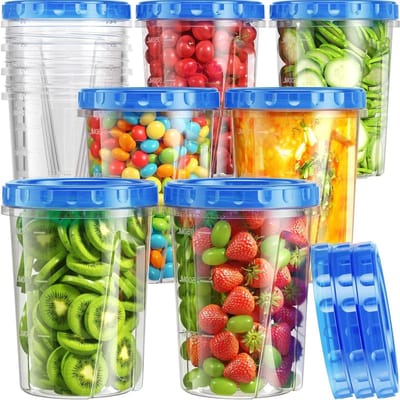 Vershouddozen met deksel - Bewaarcontainers set - Levensmiddelen bewaren - Lekvrij en stapelbaar - 6 stuks 980 ml - Transparant