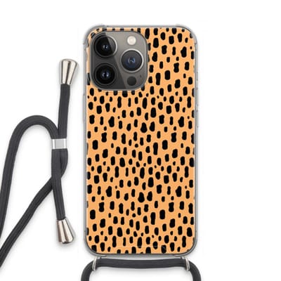 Case Company® - Hoesje met koord geschikt voor iPhone 13 Pro hoesje met Koord - Panter - Telefoonhoesje met Zwart Koord - Bescherming aan alle Kanten en Over de Schermrand