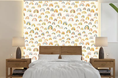 Behang - Fotobehang Regenboog - Pastel - Kinderen - Breedte 240 cm x hoogte 240 cm