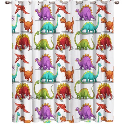 Dinosaurus Cartoon Raamgordijnen Gordijnen voor Woonkamer Decoratieve Items Woonkamer 135W x 60H(cm)