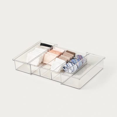 So Clever x Vacane Ladebak uitschuifbaar 5-vaks 10 cm hoog - Transparant - Anti-slip | BPA-vrij | Uitschuifbaar