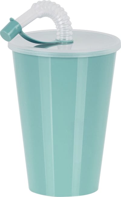 Juypal Drinkbeker met deksel en rietje - licht groen - kunststof - 450 ml - 12 x 9 cm
