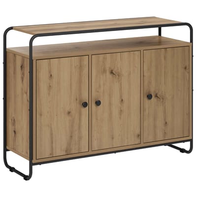 vidaXL - Dressoir - Artisanaal - eiken - 102 - x - 35 - x - 75 - cm - Bewerkt - hout