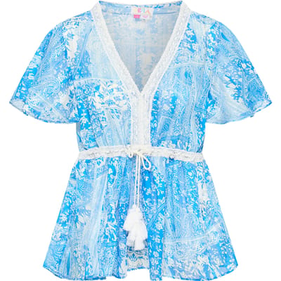 IZIA Blouse Dames blauw wit