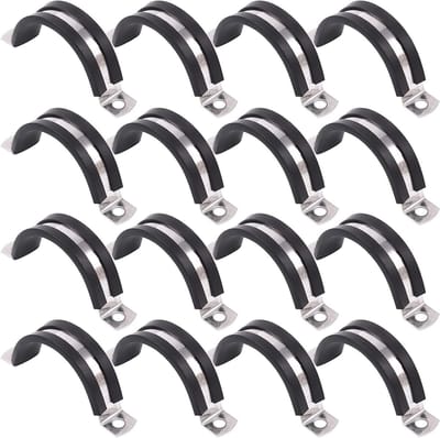 Set van 16 Stuks 38MM 2-Hole U-Tube Beugels van RVS met Rubber Kussen voor Pijpbevestiging en Buizenmontage