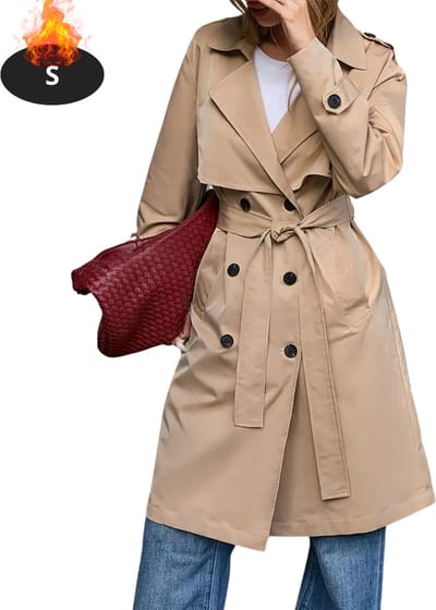 Livano Mantel Dames - Tussenmantel - Jas - Mantelpakje - Trenchcoat - Overjas - Overcoat - Winter - Khaki - S