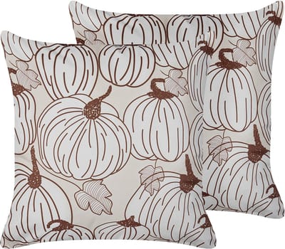 GOURD - Sierkussen set van 2 - Beige - 45 x 45 cm - Fluweel