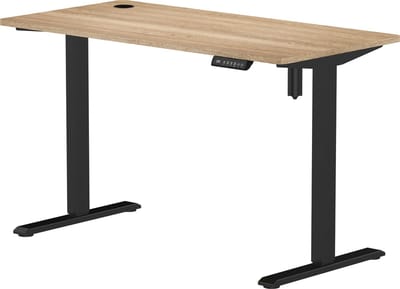 Elektrisch Verstelbaar Zit-Sta Bureau compact 118 x 60 cm | Zwart – Vintage Eiken | Hoogte 72 – 118 cm | Stabureaus.nl®
