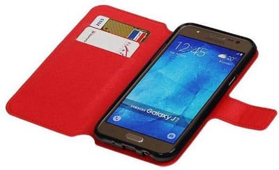 Cross Pattern TPU Bookstyle Hoesje - Wallet Case Telefoonhoesje - Geschikt voor Samsung Galaxy J7 Rood