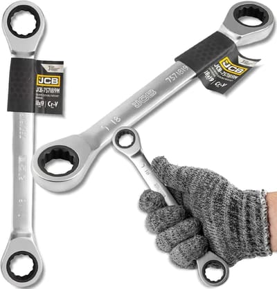 JCB - Steeksleutel met Ratelsleutel - 18x19mm - Cr-V Staal - 12-puntig