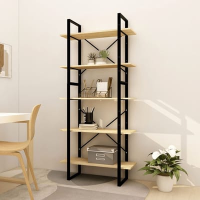 vidaXL - Boekenkast - met - 5 - schappen - 80x30x175 - cm - massief - grenenhout