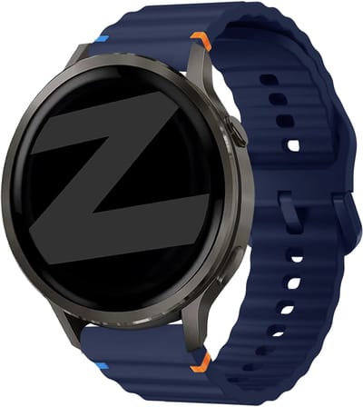 Bandz Siliconen 'Wave' bandje geschikt voor Garmin Vivoactive 4s / Vivomove 3s / Venu 4 - 41mm / Venu 3s / Venu 2s / Forerunner 265s / Forerunner 255s - Donkerblauw