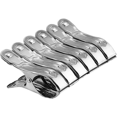 Heavy Duty Knijpers 6 stuks Roestvrijstalen Wasknijpers Winddicht Metaal Grote Wasknijpers Dekbedklemmen voor Thuisgebruik gray