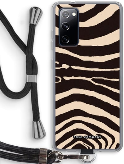 Case Company® - Hoesje met koord geschikt voor Samsung Galaxy S20 FE / S20 FE 5G hoesje met Koord - Arizona Zebra - Telefoonhoesje met Zwart Koord - Bescherming aan alle Kanten en Over de Schermrand