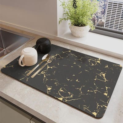 Keuken Marmer Aanrecht Absorberende Mat Zachte Diatomeeënaarde Afdruipmat Tafelblad Tafelgerei Onderzetter Barmat Wasbare Placemat 30*40CM