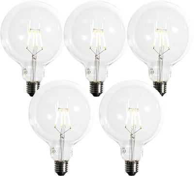 LUEDD Set van 5 E27 dimbare LED spiraal filament G125 5W 450 lm 2200K