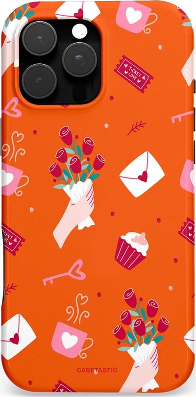 Casetastic hoesje geschikt voor Apple iPhone 16 Pro Max - MagSafe - Dubbellaagse bescherming - Valentijnsdag Feest - Fashion Case - Oranje Koraal
