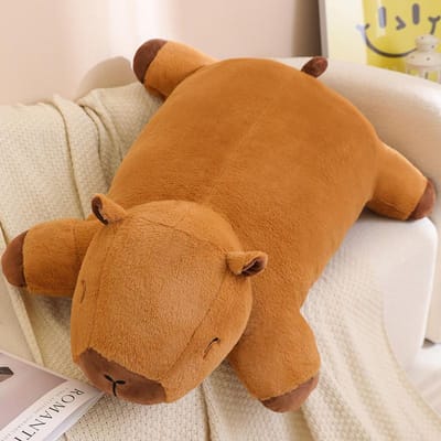 Enorme Grote Capybara Pluche Mat Gevuld Reusachtige Capibara Vloer Luie Bank Kussen Rijden Paard voor Kinderen Verjaardag Decoratief Decor Speelgoed about 50-60cm brown