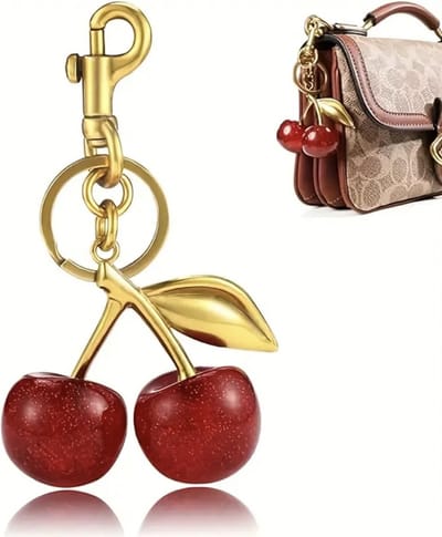 Borasi Kersen Sleutelhanger Goudkleurig | Bag Charms | Tashanger | Dames Accessoires | Accessoires | Sleutelhanger | Dames Sieraden |
