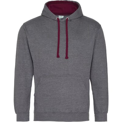 Just Hoods Varsity Hoodie JH003 - Charcoal (Heather)/Burgundy - L