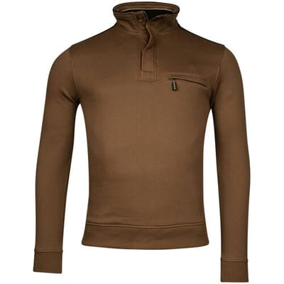 Baileys Trui Half Zip Allover Honeycomb Piqué Sweat Bruin / male