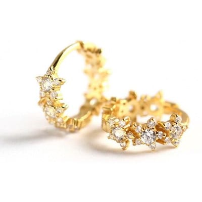 925 Sterling Zilveren Creolen Voor Europese Vrouwen Mannen Kleine Ronde Cz Oorbellen Sieraden Geschenken beige