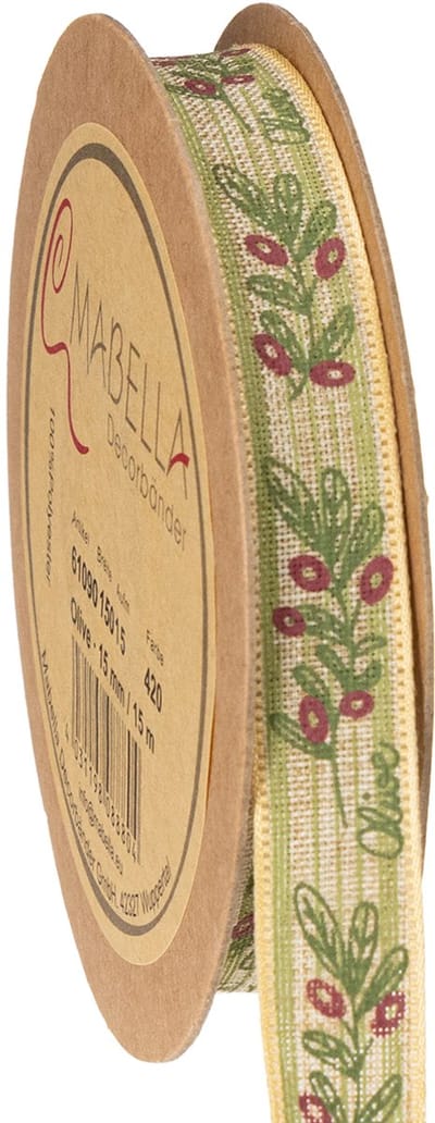 Cadeaulint olijftak met elegante takken en olijven 1,5 cm 15 m