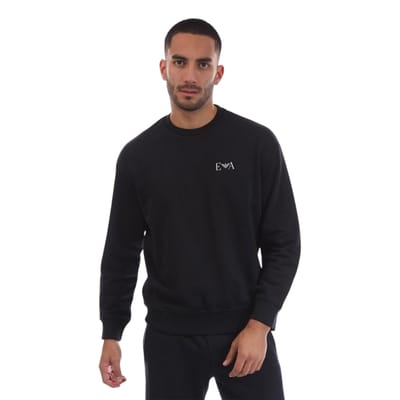 Emporio Armani EA7 Heren geribd sweatshirt met lange mouwen (Marineblauw)
