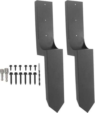 Hekpaal Reparatieset - Paalanker Grondpin - Hekpaal Verstevigen - H-vormig Ontwerp - 63 x 15 x 12 cm - Zwart
