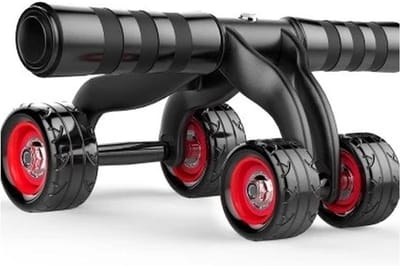 Buikspierroller Vier Wielen - Buiktrainer Fitnesswiel - Core Training - Stabiele Constructie - 1000 Gram - One Color