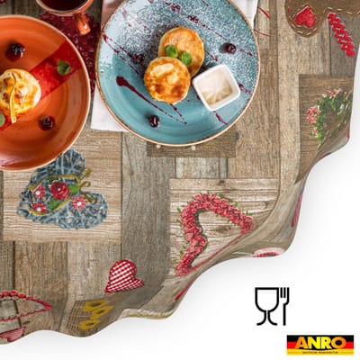 ANRO Tafelkleed Harten Bruin Ovaal 240x140cm Rechte rand Afwasbaar Waterafstotend Binnen & Buiten