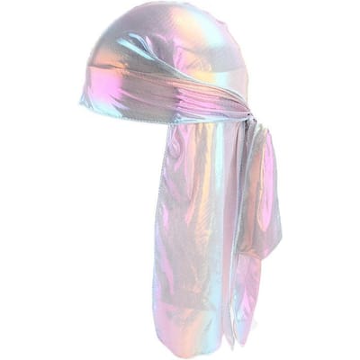 Unisex Zijde Satijn Durags Bandana's Turban Hoed Lange Staart Piraat Lange Band Durag Motorrijder Hoofddeksels Hoofdband Haaraccessoires One Size gray