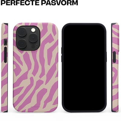 Casetastic hoesje geschikt voor Apple iPhone 14 Pro - MagSafe - Dubbellaagse bescherming - Zebra Roze Magenta Flow - Fashion Case - Lila Zand