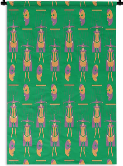 Wandkleed - Wanddoek - Masker - Patronen - Carnaval - Joker - 60x90 cm - Wandtapijt
