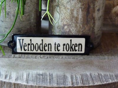 Emaille deurbordje recht 'Verboden te roken'