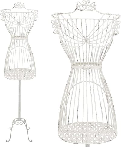 Decoratieve Kleermakerspop Antiek Wit - Paspop met Opbergvak en Vintage Look