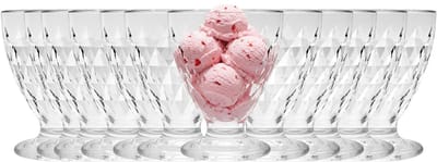 Urban Living IJscoupes/ijsschaaltjes - 12x stuks - 280 ml - glas - met relief - dessertschaaltje