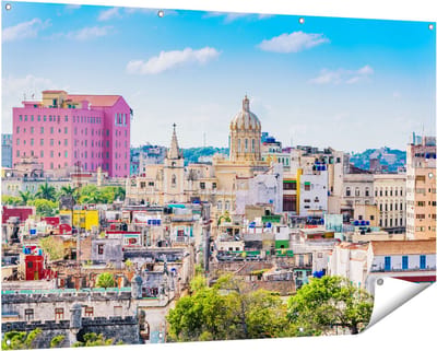 Gards Tuinposter Havana Stad in Cuba - 150x100 cm - Tuindoek - Tuindecoratie - Wanddecoratie buiten - Tuinschilderij