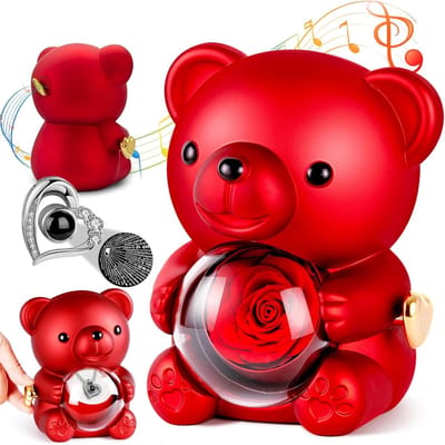 Rozen Teddybeer - Eeuwige Rozen - Cadeau Geven - Handgemaakt Met Liefde - 17x13x13 cm - Rood
