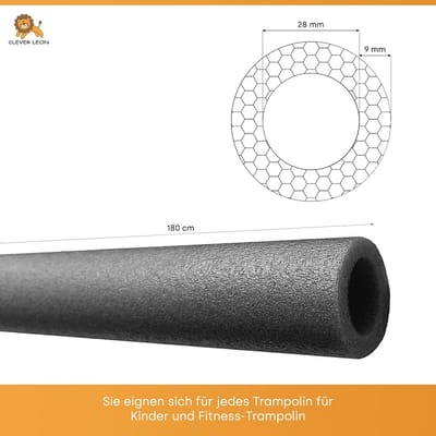 Universele schuimbuizen voor trampolines 180 cm - Beschermend schuimrubber voor stangen