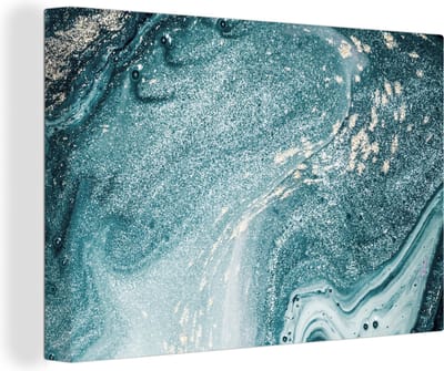 Canvas Schilderij Edelstenen - Blauw - Natuur - Marmer - Abstract - 30x20 cm - Wanddecoratie