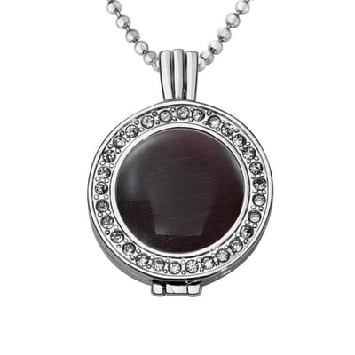 Quiges - Munthouder met Ketting en Munt 25mm Cat's Eye Paars - Zilverkleurig met Zirkonia - EPRHZ729