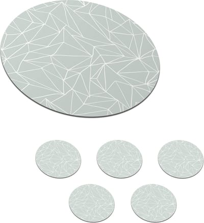 Onderzetters voor glazen - Rond - Netwerk - Driehoek - Patronen - 10x10 cm - Glasonderzetters - 6 stuks