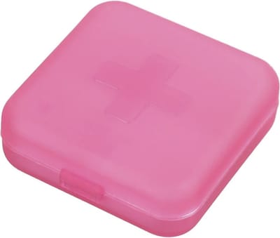 Cabantis Mini Pillendoosje 4 Vakjes - Mini-Pillen Organizer - Mini-Medicijn Doosje - 6x6x2cm - Roze