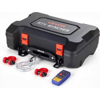 VEVOR 12V elektrische lier, mobiele lier met een hefvermogen van 2721 kg en afstandsbediening, draagbare motorlier met synthetisch touw, touwgeleider, sluitinghaak, spanband en draagtas, elektrische lier voor ATV, UTV en offroadvoertuigen.