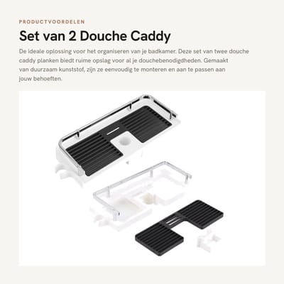 Dailygoods- Douche Caddy Verstelbaar - Douche Plank - Opslag Plank - Organizer - Toilettas Houder - Zeepbak